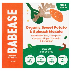 Babease Organic Sweet Potato & Spinach Masala with Wholegrain Rice Pot (190g)
